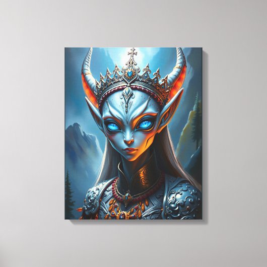 Xylanthia the Horned Oracle - Epic Elven Fantasy キャンバスプリント (正面)