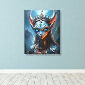 Xylanthia the Horned Oracle - Epic Elven Fantasy キャンバスプリント (インサイチュ (ウッドフロア))