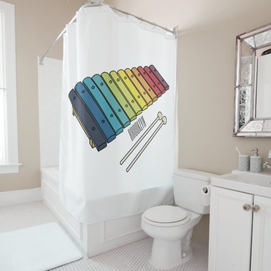 Xylophone漫画イラストレーション シャワーカーテン (インサイチュ)