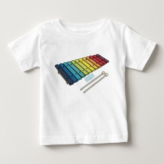 Xylophone漫画イラストレーション ベビーTシャツ (正面)