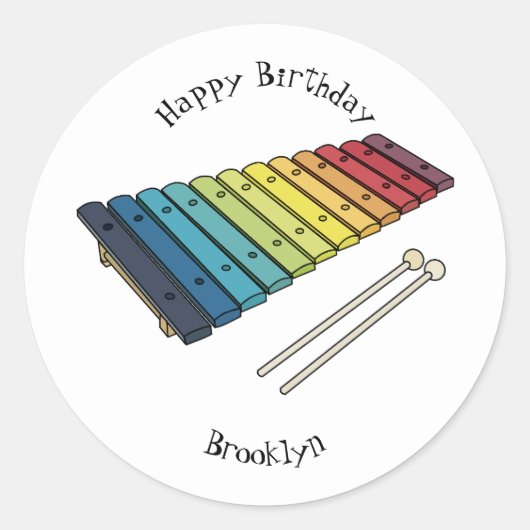 Xylophone漫画イラストレーション ラウンドシール (正面)