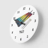 Xylophone漫画イラストレーション ラウンド壁時計 (傾斜)
