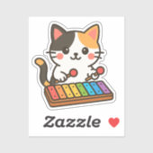 Xylophone Calico Cat Rainbow Notes シール (シート)