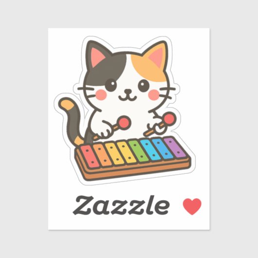 Xylophone Calico Cat Rainbow Notes シール (シート)