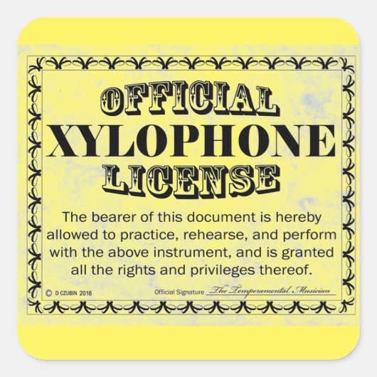 Xylophone License Squareステッカー スクエアシール (正面)