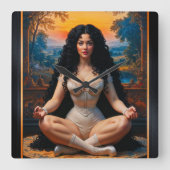 Xzendorエレガントによる瞑想調和の女性7 スクエア壁時計 (正面)