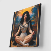 Xzendorエレガントによる瞑想調和の女性7 スクエア壁時計 (傾斜)