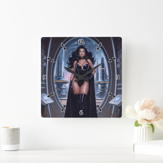 Xzendor7によって彼女の優雅さに騙されない スクエア壁時計 (ホーム)