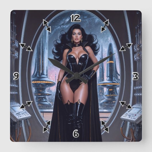 Xzendor7によって彼女の優雅さに騙されない スクエア壁時計 (正面)