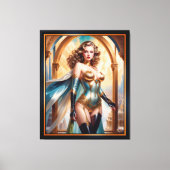 Xzendor7によって華やかな金ゴールドターコイズの服装の女性 キャンバスプリント (正面)