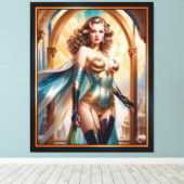 Xzendor7によって華やかな金ゴールドターコイズの服装の女性 キャンバスプリント (インサイチュ (ウッドフロア))