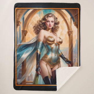 Xzendor7によって華やかな金ゴールドターコイズの服装の女性 シェルパブランケット