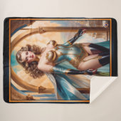 Xzendor7によって華やかな金ゴールドターコイズの服装の女性 シェルパブランケット (正面(横))