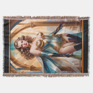 Xzendor7によって華やかな金ゴールドターコイズの服装の女性 スローブランケット