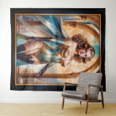 Xzendor7によって華やかな金ゴールドターコイズの服装の女性 タペストリー (インサイチュ(横))