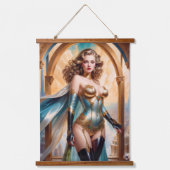 Xzendor7によって華やかな金ゴールドターコイズの服装の女性 吊り下げ型タペストリー (正面)