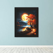Xzendor7によるオレンジ色の月の魅惑の領域 キャンバスプリント (インサイチュ (ウッドフロア))