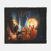 Xzendor7によるオレンジ色の月の魅惑の領域 フリースブランケット (正面(横))