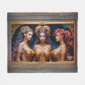 Xzendor7によるギリシャ神話の三美神 フリースブランケット (正面(横))