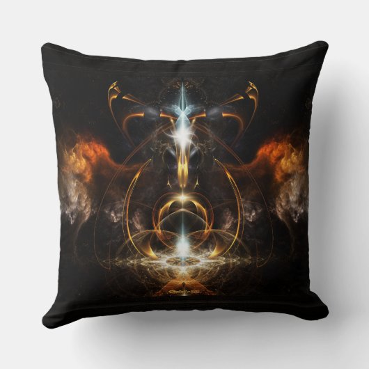 Xzendor7によるファイアフラクタルアートの翼 クッション (裏面)