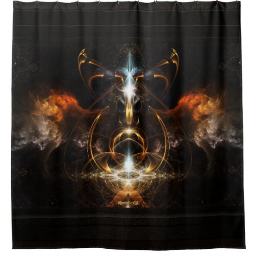 Xzendor7によるファイアフラクタルアートの翼 シャワーカーテン (正面)