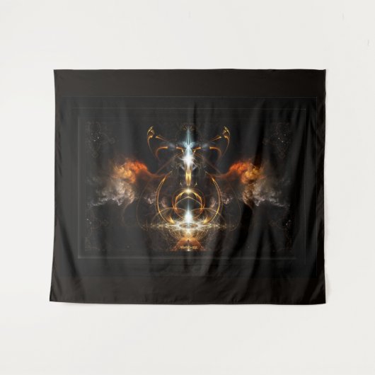 Xzendor7によるファイアフラクタルアートの翼 タペストリー (正面(横))