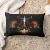 Xzendor7によるファイアフラクタルアートの翼 ランバークッション (ブランケット)