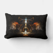Xzendor7によるファイアフラクタルアートの翼 ランバークッション (正面)