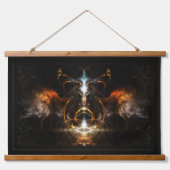 Xzendor7によるファイアフラクタルアートの翼 吊り下げ型タペストリー (正面)