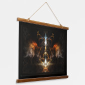 Xzendor7によるファイアフラクタルアートの翼 吊り下げ型タペストリー (傾斜あり)