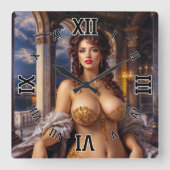 Xzendor7による豪華な美しさと王家の気品の肖像 スクエア壁時計 (正面)