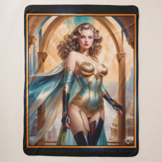 Xzendor7による豪華な金とターコイズの装いの女性 シェルパブランケット