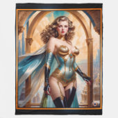Xzendor7による豪華な金とターコイズの装いの女性 フリースブランケット (正面)