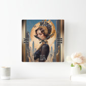 Xzendor7による黄金のアールデコによる美しい スクエア壁時計 (ホーム)