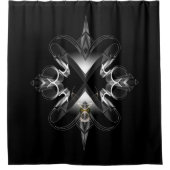 Xzendor7による黒のアクセンアブルのエンブレム シャワーカーテン (正面)
