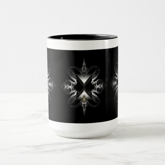 Xzendor7による黒のアクセンアブルのエンブレム マグカップ (中央)