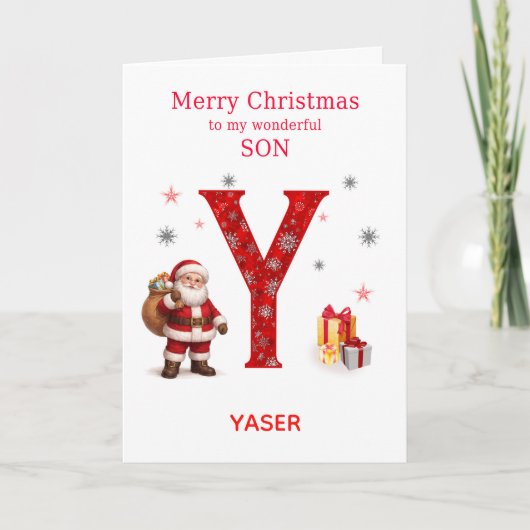 Yから始まる名前の息子のためのクリスマス シーズンカード (正面)