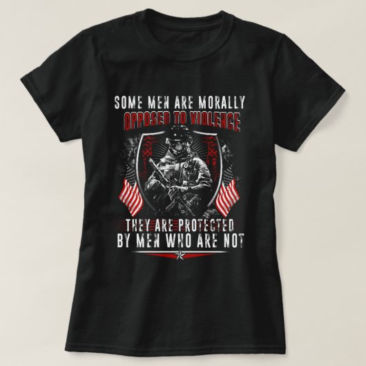 Yによる暴力に道徳的に反対している男性もいる Tシャツ (デザイン正面)