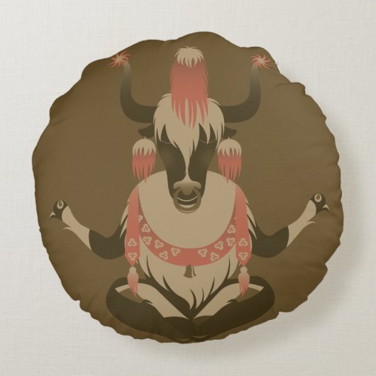 Yはチベットのヤクのためです ラウンドクッション (裏面)