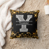 Yイニシャルパーソナライズされたシルバーモノグラムあなたのお名前 クッション (ブランケット)