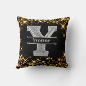 Yイニシャルパーソナライズされたシルバーモノグラムあなたのお名前 クッション (裏面)