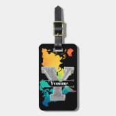 Yイニシャルパーソナライズされたシルバーモノグラムあなたのお名前 ラゲッジタグ (正面縦)