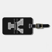 Yイニシャルパーソナライズされたシルバーモノグラムあなたのお名前 ラゲッジタグ (正面横)