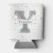 Yイニシャルパーソナライズされたシルバーモノグラムあなたのお名前 缶クーラー (正面)