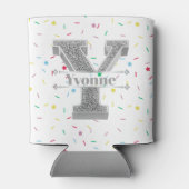 Yイニシャルパーソナライズされたシルバーモノグラムあなたのお名前 缶クーラー (裏面)