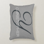Yイニシャルパーソナライズされた名白黒グレー アクセントクッション (正面(垂直))