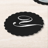 Yモノグラムイニシャルホワイトオンブラック ペーパーコースター (アングル)