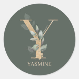 Yモノグラムフローラ パーソナライズされた ラウンドシール
