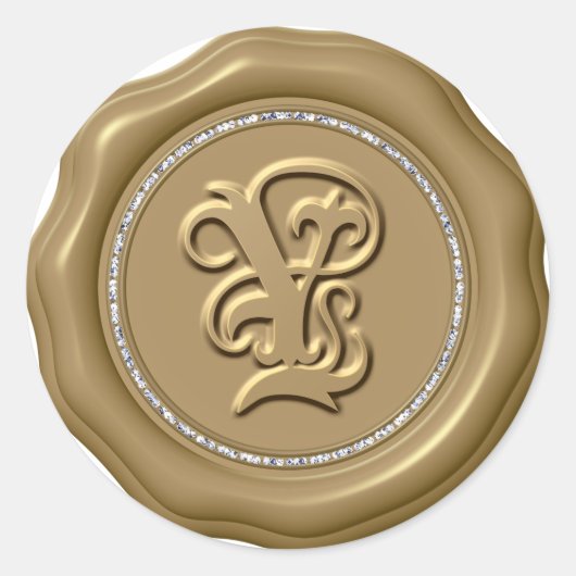 *~* y字ダイヤモンド円金ゴールドシールシール ラウンドシール (正面)