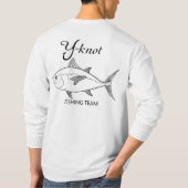 Y結び目の魚釣りのチーム長袖のTシャツ Tシャツ (裏面)
